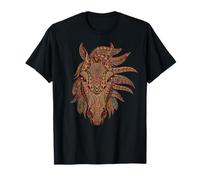 Mandala intrincado Floral de Plumas para Amantes de los Caballos Camiseta