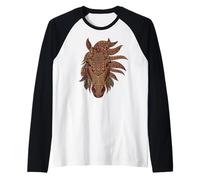 Mandala intrincado Floral de Plumas para Amantes de los Caballos Camiseta Manga Raglan
