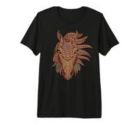 Mandala intrincado Floral de Plumas para Amantes de los Caballos Camiseta Premium