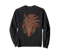 Mandala intrincado Floral de Plumas para Amantes de los Caballos Sudadera