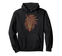 Mandala intrincado Floral de Plumas para Amantes de los Caballos Sudadera con Capucha