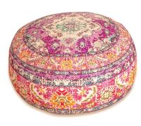 Mandala Life ART Cojín de Piso Bohemian Rug - Solo Funda Redonda 60x20 cm - Puf de decoración de habitación Artesanal de Lujo para meditación, Yoga y Boho Chic Funda de Almohada de Piso para Asientos