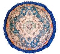Mandala Life ART Funda de cojín de meditación - 60 cm con Flecos - Funda de cojín de Suelo de algodón Estampado Boho Chic Redondo