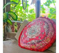 Mandala Life ART Funda de cojín de meditación - 60 cm con Flecos - Funda de cojín de Suelo de algodón Estampado Boho Chic Redondo