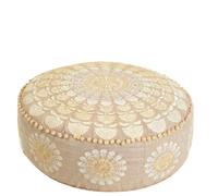 Mandala Life ART - Funda otomana para puf Bohemio, decoración de habitación Artesanal de Lujo para meditación, Yoga y Zona de Asiento Boho Chic, Taburete, Funda de Almohada para Suelo