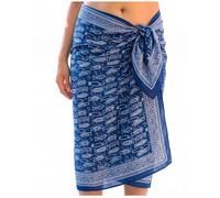 Mandala Life ART Pareo Azul para Mujer: Estampado de Peces, Ideal para Cubrir el Bikini o el Traje de baño, como Pareo de Playa o Tapiz, de algodón Suave y Sedoso.