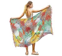 Mandala Life ART Pareo azul para mujer, pareo, bikini, toalla de playa, falda envolvente, tapiz, pañuelo envolvente, bufanda, pañuelo para el cuello, rayón de alta calidad, suave y ligero, Magagascar,