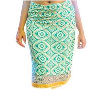Mandala Life ART Pareo de playa para mujer estampado a mano - Sarong indio con borde dorado - Algodón suav - Tela decorativa - Envoltura Cubrir bikini