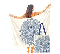 Mandala Life ART Pareo verde para mujer con borlas, algodón grande, pareo de playa, toalla de playa, toalla envolvente, falda de playa, tapiz envolvente para bikini para traje de baño, Mandala lue,