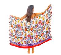 Mandala Life ART Pareo verde para mujer con borlas, algodón grande, pareo de playa, toalla de playa, toalla envolvente, falda de playa, tapiz envolvente para bikini para traje de baño