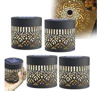 Mandala Luces Solares Para Valla Paquete De 4 Luz Pared Solar Exterior Mandala Theme Luces Solares Led Exterior Jardin Impermeable Para Jardín, Patio Trasero, Balcón, Terraza, Valla Y Poste
