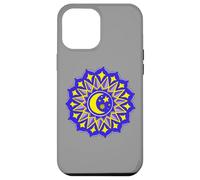 Mandala Luna Estrellas Azul Amarillo Yoga Diseño Hindú Budista Carcasa para iPhone 12 Pro MAX