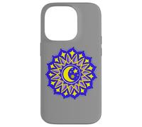 Mandala Luna Estrellas Azul Amarillo Yoga Diseño Hindú Budista Carcasa para iPhone 14 Pro