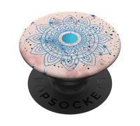 Mandala mística con Estampado Bohemio, Rosa Estrellado, Rosa Estrellado, Rubor Zen PopSockets PopGrip Adhesivo