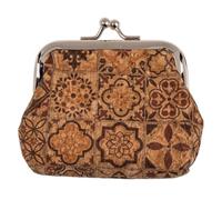 Mandala - Monedero de corcho con cierre a presión, 9 x 8 cm, diseño bohemio, marrón, Casual
