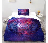 Mandala Nebulosa Funda Nordica Algodon 2 Piezas 3D Impresa Plant Printing con Cremallera Y Funda De Almohada Single(135x200cm) 100% Microfibra Ropa De Cama