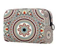 Mandala - Neceser psicodélico de henna para mujer, neceser de viaje, bolsa organizadora de maquillaje grande con cremallera, multicolor, 18.5x7.5x13cm/7.3x3x5.1in, Neceser