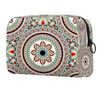 Mandala - Neceser psicodélico de henna para mujer, neceser de viaje, bolsa organizadora de maquillaje grande con cremallera, multicolor, 18.5x7.5x13cm/7.3x3x5.1in, Neceser