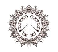 Mandala Símbolo de la Paz Budismo Hippie Calcomanías de letras 72x72.7cm No daña la superficie de la pared Café