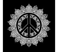 Mandala Símbolo de la Paz Budismo Hippie Decoración de vinilo para pared 72x72.7cm No se cae Blanco