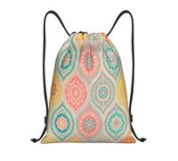 Mandala Simétrico Vibrante E Intrincado con Formas De Lágrima (Arte Digital) Mochila con Cordón Casual Mochila Gym Impermeable Bolsa De Deporte para Mujer Viaje Natación 39X46Cm