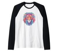 Mandala Style Lions Face Lion Head Animal Envejecido Camiseta Manga Raglan