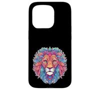 Mandala Style Lions Face Lion Head Animal Envejecido Carcasa para iPhone 15 Pro