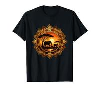 Mandala Sunset Savannah de la Familia de Elefantes africanos Camiseta