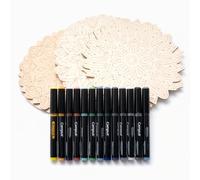 Mandalas de Madera para Pintar - Set de 7 Mandalas 20 cm con Rotuladores Acrílicos - Kit de Manualidades y Decoración Creativa