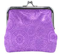 Mandalas - Monederos y bolsos para mujer, diseño floral morado, con hebilla, cierre de beso, monedero, pequeño, 11,5 x 10,5 cm