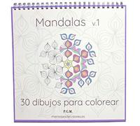 Mandalas v.1, 30 Mandalas para colorear, Diseños únicos, Encuadernación en espiral, Impresión a una cara, con papel extra grueso 100% reciclado.