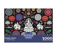 Mandalas y estatuas Indias Puzzle De Madera Impermeable Puzzles De 1000 Piezas Regalos para Adultos Desafiante Y Estimulante Rompecabezas Decoración del Hogar