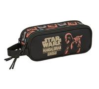 Mandalorian & GROGU - Portatodo Doble Niño, Estuche Infantil, Estuche Niño, Ideal para Niños en Edad Escolar, Cómodo y Versátil, Calidad y Resistencia, 21x6x8 cm