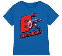 mandarin creative ltd Captain America Birthday 6 - Camiseta Unisex para niños, Color Azul Real, 5-6 años, Azul Cobalto, 5-6 años