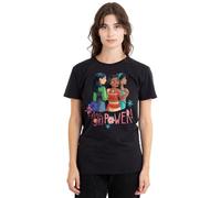 mandarin creative ltd Disney Princess Mulan, Moana, Jasmine Extra Girl Power Ladies T Shirt, Black Camiseta, Negro, S para Mujer