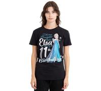 mandarin creative ltd Frozen Bright Like Elsa 11th Birthday Ladies T Shirt, Black Camiseta, Negro, L para Mujer