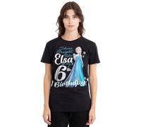 mandarin creative ltd Frozen Bright Like Elsa 6th Birthday Ladies T Shirt, Black Camiseta, Negro, S para Mujer