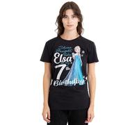 mandarin creative ltd Frozen Bright Like Elsa 7t Birthday Ladies T Shirt, Black Camiseta, Negro, XL para Mujer