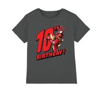 mandarin creative ltd Iron Man Birthday 10 Unisex Kids T Shirt Camiseta, Gris Oscuro, 9-10 años para Niños