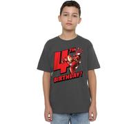 mandarin creative ltd Iron Man Birthday 4 Unisex Kids T Shirt Camiseta, Gris Oscuro, 3-4 años para Niños