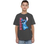mandarin creative ltd Lilo & Stitch Covered in Kisses Unisex Kids T Shirt Camiseta, Gris Oscuro, 9-10 años para Niños