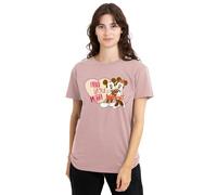 mandarin creative ltd Mickey and Minnie Mouse Vintage Valentine's Day Luv You Lots Ladies T Shirt, Pink Camiseta, Rosa, XXL para Mujer
