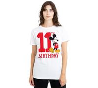 mandarin creative ltd Mickey Mouse 11th Birthday Ladies T Shirt, White Camiseta, Blanco, XXL para Mujer