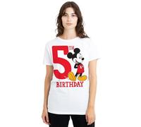 mandarin creative ltd Mickey Mouse 5th Birthday Ladies T Shirt, White Camiseta, Blanco, XL para Mujer