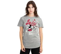 mandarin creative ltd Mickey Mouse Cupid Love You Valentine's Day Ladies T Shirt, Athletic Heather Camiseta, Gris, S para Mujer