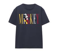 mandarin creative ltd Mickey Mouse Multicolor Name Ladies T Shirt, Deep Navy Camiseta, Azul Marino Profundo, L para Mujer