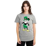 mandarin creative ltd Mouse Friends St Patrick's Day Mickey Ladies T Shirt, Athletic Heather Camiseta, Gris, XL para Mujer