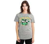 mandarin creative ltd Mouse Friends St Patrick's Day Mickey Minnie Pure Gold Ladies T Shirt, Athletic Heather Camiseta, Gris, L para Mujer