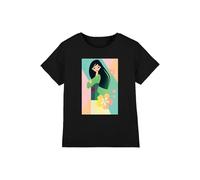 mandarin creative ltd Mulan Simplistic Illustration Girls T Shirt Camiseta, Negro, 5-6 años para Niñas