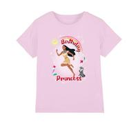 mandarin creative ltd Pocahontas Birthday Princess with Meeko Girls T Shirt Camiseta, Rosa, 5-6 años para Niñas